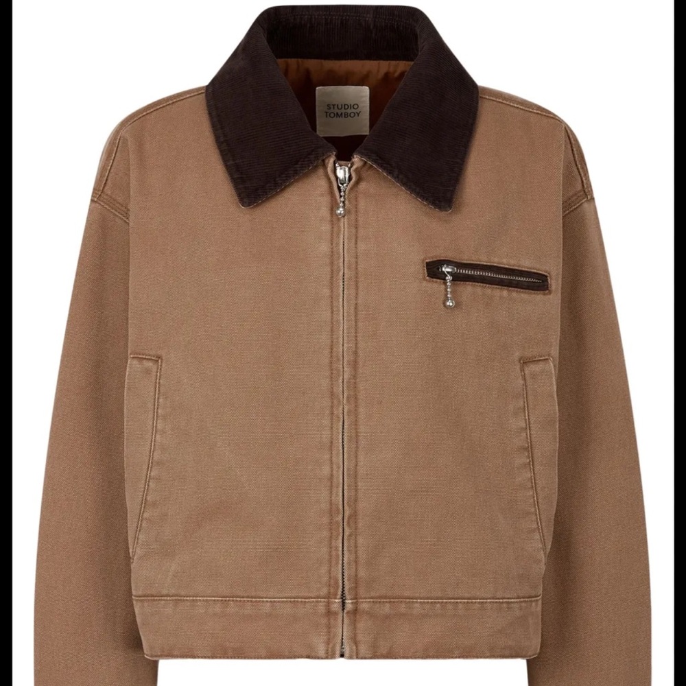 TomboyX Brown Utility Jacket with Corduroy Collar